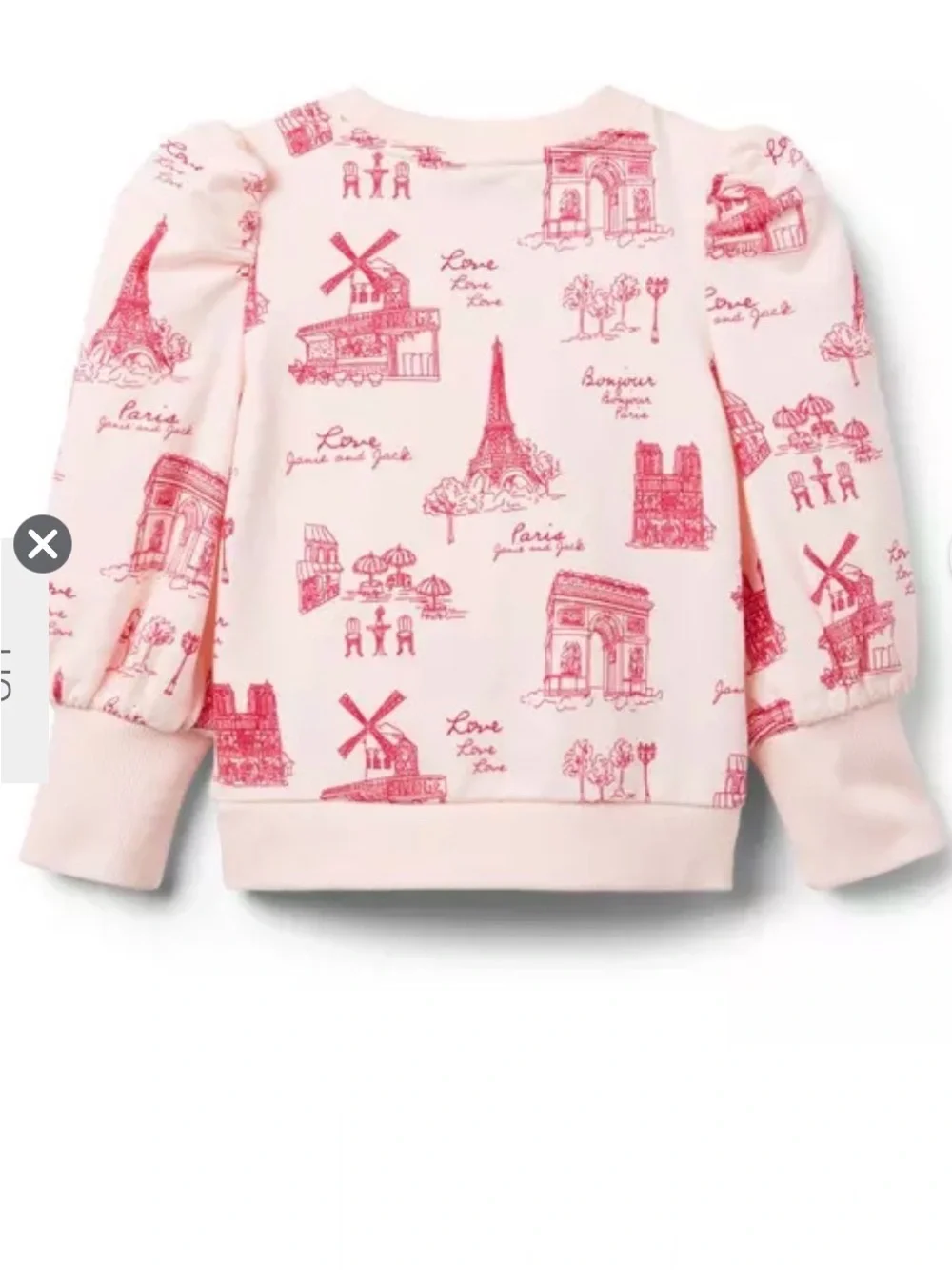 Janice and Jack Paris Puff Sleeve Sweatshirt Sz 10